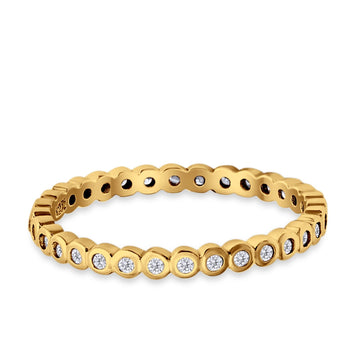 Full Eternity Stackable Wedding Ring Yellow Tone, Simulated Cubic Zirconia 925 Sterling Silver